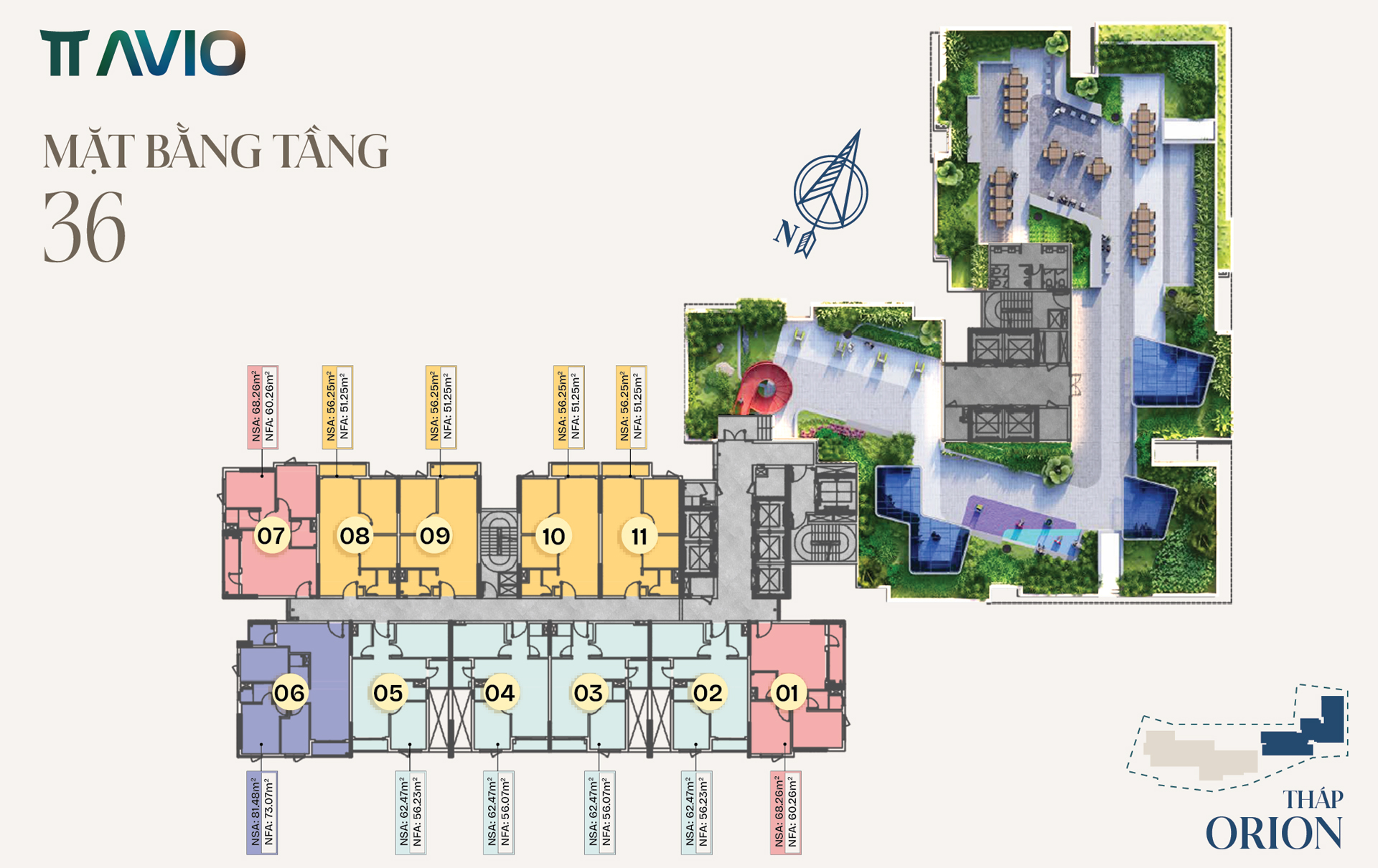 Mặt bằng tầng 36 Tháp Orion
